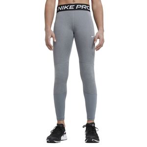 Nike Pro Big Kids' (Girls') Tights Leggings CARBON HEATHER/WHITE M