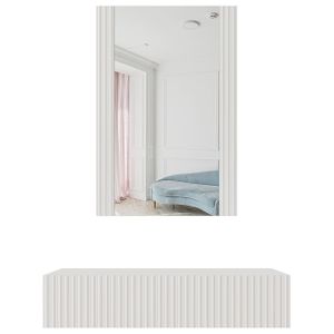 Furniture24 Schminktisch Pafos mit Spiegel und Schublade Weiß matt