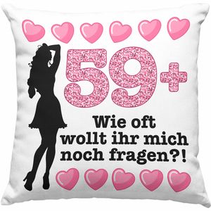 Trendation - 60. Geburtstag Frauen Deko-Kissen mit Füllung 40x40 Geschenk Geschenkidee 60er Geburtstag Spruch Perfektion Mama Mutter Lustiger Spruch Witzig 59+ (Rosa)