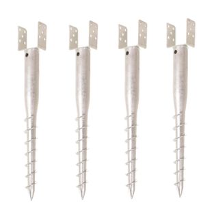 Aqbau® 4er Set U pfostenträger 80 mm zum einschrauben, Einschraubbodenhülse, Einschraubhülse, Bodenhülsen zum eindrehen, Einschraub-bodenhülse