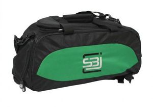 Sporttasche mit Rucksackfunktion in schwarz mit grünen Seiteneinsätzen Größe - M