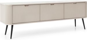 DomoHome "ZOVA" RTV-Schrank, TV-Lowboard Mit Geriffelten Fronten, Metallfüßen, 3 Türen, Moderner Fernsehschrank Für Wohnzimmer, Metallfüße Schwarz, 168/57/39 cm Farbe: Cashmere Beige DomoHome "ZOVA" RTV-Schrank, TV-Lowboard Mit Geriffelten Fronten, Metallfüßen, 3 Türen, Moderner Fernsehschrank Für Wohnzimmer, Metallfüße Schwarz, 168/57/39 cm Farbe: Cashmere Beige