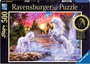 500 Teile Ravensburger Puzzle Star Line leuchtet Einhörner am Fluss 14873