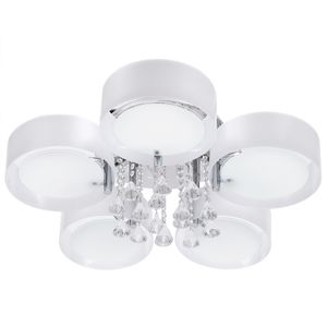 5-flammig Kristall Deckenlampe  E27 weiß Kronleuchter  mit Fernbedienung für Wohnzimmer und Esszimmer