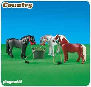 PLAYMOBIL® 6256 3 Ponys mit Futtertrog (Folienverpackung) …