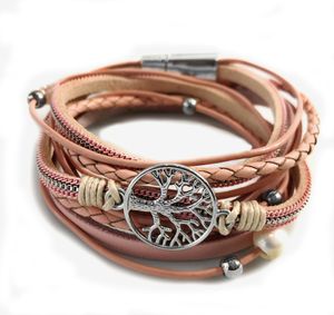 Niklarson Armband Lebensbaum Wickelarmband rosé Magnetverschluß Perlen A763