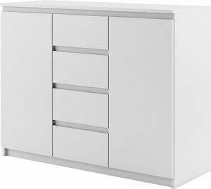Furniture24 Kommode Sideboard IDEA ID-04 mit 2 Türen, 4 Schubladen Weiß Matt