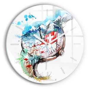 Wallfluent Wanduhr – Stilles Quarzuhrwerk - Uhr Dekoration Wohnzimmer Schlafzimmer Küche - Zifferblatt mit Striche - weiße Zeiger - 30 cm - Schweizer Uhr