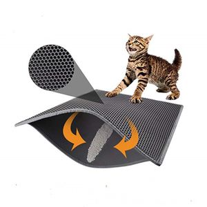 Katzenstreumatte, faltbare doppelschichtige wasserdichte Waben-Katzenfutter-Bodenschutzmatte und leicht zu reinigende Matte