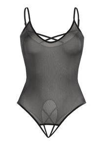 Teyli síťované body s tenkými ramínky Silvia Female 2434 černá L/XL