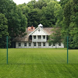MaschenMetallzaun mit Pfosten Stahl Drahtzaun Modern Design für Garten Terrasse - Steckzaun 25 x 1 m Grün