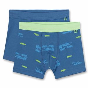 Sanetta Jungen Shorts 2er Pack - Pants, Unterhose, Single Jersey, Autos Blau 140