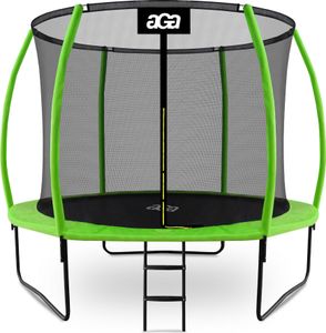 Aga SPORT EXCLUSIVE Trampolin, Kindertrampolin, Gartentrampolin mit Sicherheitsnetz 305 cm Hellgrün + Schutznetz + Leiter