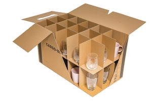5x Gläserkarton - Umzugskarton Flaschenkarton für Gläser, Tassen und Flaschen | 2-wellig - 15 - 30 Fächer