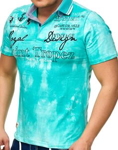 Herren Polo Shirt Royal Design | Washed Shirt | Kurzarm Herrenshirt | Gestickte Details | Sportliche Sommer Shirts mit Farbverlauf bis 5XL | LG-005 Mint M