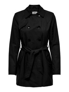 ONLY Damen Mantel Jacke Long Trenchcoat, Farbe:Schwarz, Größe:L