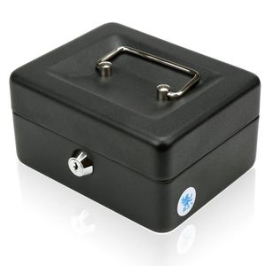 H&S Geldkassette mit Schlüssel abschließbar - Schwarze Kasse in Klein mit 2 Schlüsseln - für Scheine mit Münzfach zur Geld Aufbewahrung - Money Box Kassa mit Schloss