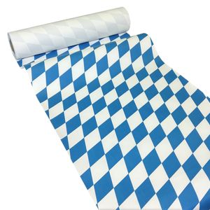 50m x 0,40m JUNOPAX® Papier Tischläufer Raute weiß-blau