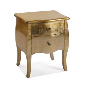 Versa Cagliari Nachttisch Kleiner oder zusätzlicher Tisch für das Schlafzimmer oder das Wohnzimmer, mit 2 Schubladen, Maßnahmen (H x L x B) 60 x 39 x 50 cm, Holz, Farbe: Golden