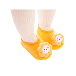 Kinder Hausschuhe Fleece Krippeschuh Rutschfest Boden Socken Erste Walker Socke Schuhe Gelbe Sonne Cartoon,Größe:EU 23.5