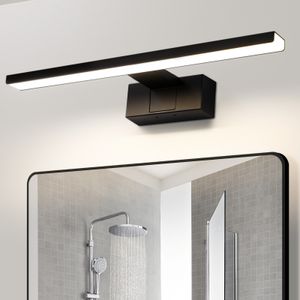 ZMH LED Spiegelleuchte Bad 60CM 12W Spiegellampe Badezimmer Schwarz IP44 Wasserdicht Wandlampe Modern Neutralweiß 4000K Wandleuchte für Keller Küche