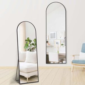 SensaHome Ganzkörperspiegel – Wandspiegel im minimalistischen Design – Standspiegel mit Metallkante – Schwarz – 160 x 60 x 4 cm