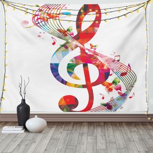 ABAKUHAUS Musik Wandteppich, Notizen Rhythmus-Artwork, Wohnzimmer Schlafzimmer Heim Seidiges Satin Wandteppich, 200 x 150 cm, Mehrfarbig