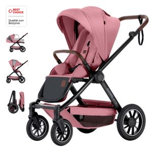 Daliya® ALPINO Buggy / Kinderwagen 0-36 Monate / Sportwagen mit Liegeposition / Schiebegriff höhenverstellbar / Rosa - Schwarz