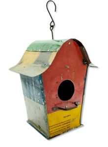 Metall Vogelhaus zum aufhängen 22 x 36cm bunt Nist-Kasten Garten-Deko Vögel