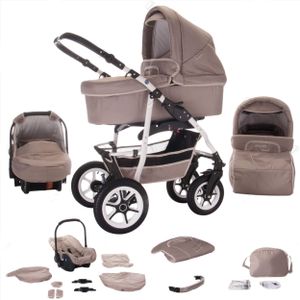 Bebebi Bellami | 3 in 1 Kombi Kinderwagen Set | Luftreifen | Farbe: Bellataupe