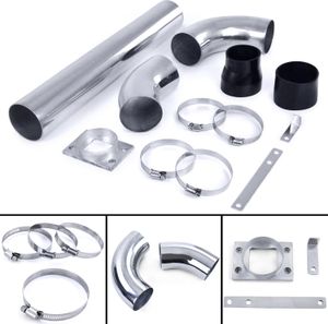 Aluminium Powerrohr Ansaugrohr Set poliert universal für Sport Luftfilter