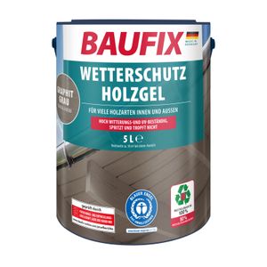 BAUFIX Wetterschutz-Holzgel graphitgrau seidenglänzend, 5 Liter, Holzlasur