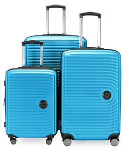 HAUPTSTADTKOFFER - Střední - Sada kufrů 3 Trolley Hard Shell, TSA, XXL rozšíření, 4 kolečka (S, M a L), azurově modrá