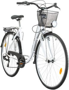 28 Zoll City Fahrrad Shimano 7 Gang, Korb, Fahrrad-Licht, Damen, Herren geeignet ab 170-185 cm