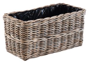 Kobolo skrzynka balkonowa LALE 71x37x35 cm szary rattan drewno - ławka na kwiaty kosz na kwiaty skrzynka na kwiaty doniczka stojak na kwiaty doniczka skrzynka ogrodowa