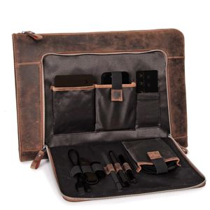 DONBOLSO® Notebook Sleeve London 15,6 Zoll Leder I Aktentasche aus Echtleder für Herren und Damen braun