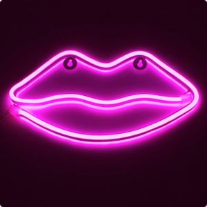 Lippen Neonlicht Dekorationsbeleuchtung I LED-Mundleuchte Pink I  Mund Leuchtschild Neon I Originelle Bar Beleuchtung