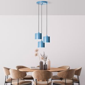 Opviq, Duz - 195Light Blue - 3, Kronleuchter, METALLKÖRPER, Hellblau, 110 x 30 x 30 cm