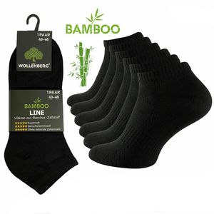 WOLLENBERG® Bambus Viskose Sneaker Socken Halbsocken Freizeit Herren Damen 6 Paar 39-42 Schwarz geruchshemmend