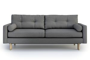 Pure 3-Sitzer-Sofa mit Schlaffunktion, grau, Möbelfüße aus gewachster Eiche