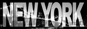 New York Poster Leinwandbild Auf Keilrahmen - New York, Skyline Bei Nacht (50 x 150 cm)