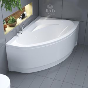 BADLAND Eckbadewanne Badewanne Marea RECHTS 150x100 mit Acrylschürze, Füßen und Ablaufgarnitur GRATIS