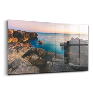 Velký obraz na skle - Jeden kus - NástěnnáImitaceace - Skleněné obrazy - 140x70 - Pohled na Středozemní moře