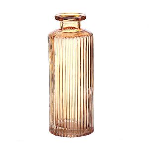 Glas Väschen schmal, gestreift in Amber, 13,2 cm