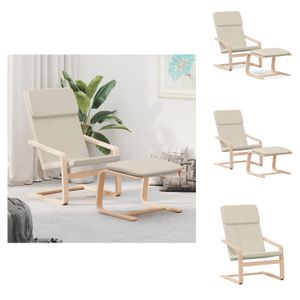 vidaXL Fotel Relax z taboretem w kolorze kremowym - Fotel