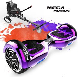 Mega Motion Hoverboards mit Sitz, Hoverboards mit Hoverkart, Self Balance Scooter mit Hoverkart 6,5 Zoll Hoverboard für Kinder,mit Bluetooth-Lautsprecher und LED-Leuchten,Geschenk für Kinder