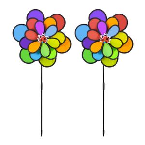 relaxdays 2 x farebné veterné koleso s kvetinovým vzorom