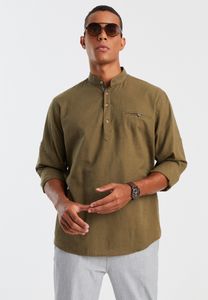 Leif Nelson Langarm Herren Hemd Langarm LN-3865, Khaki / XL