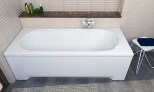 BADLAND Badewanne MAJKA 160x70cm - Weiß Acryl Komplettset | Mit Füßen & Chrom Ablaufgarnitur