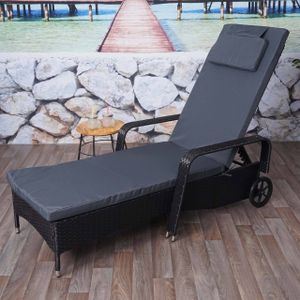 Poly-Rattan Sonnenliege Carrara, Relaxliege Gartenliege Liege, Alu anthrazit, Kissen grau Poly-Rattan Sonnenliege Carrara, Relaxliege Gartenliege Liege, Alu anthrazit, Kissen grau
